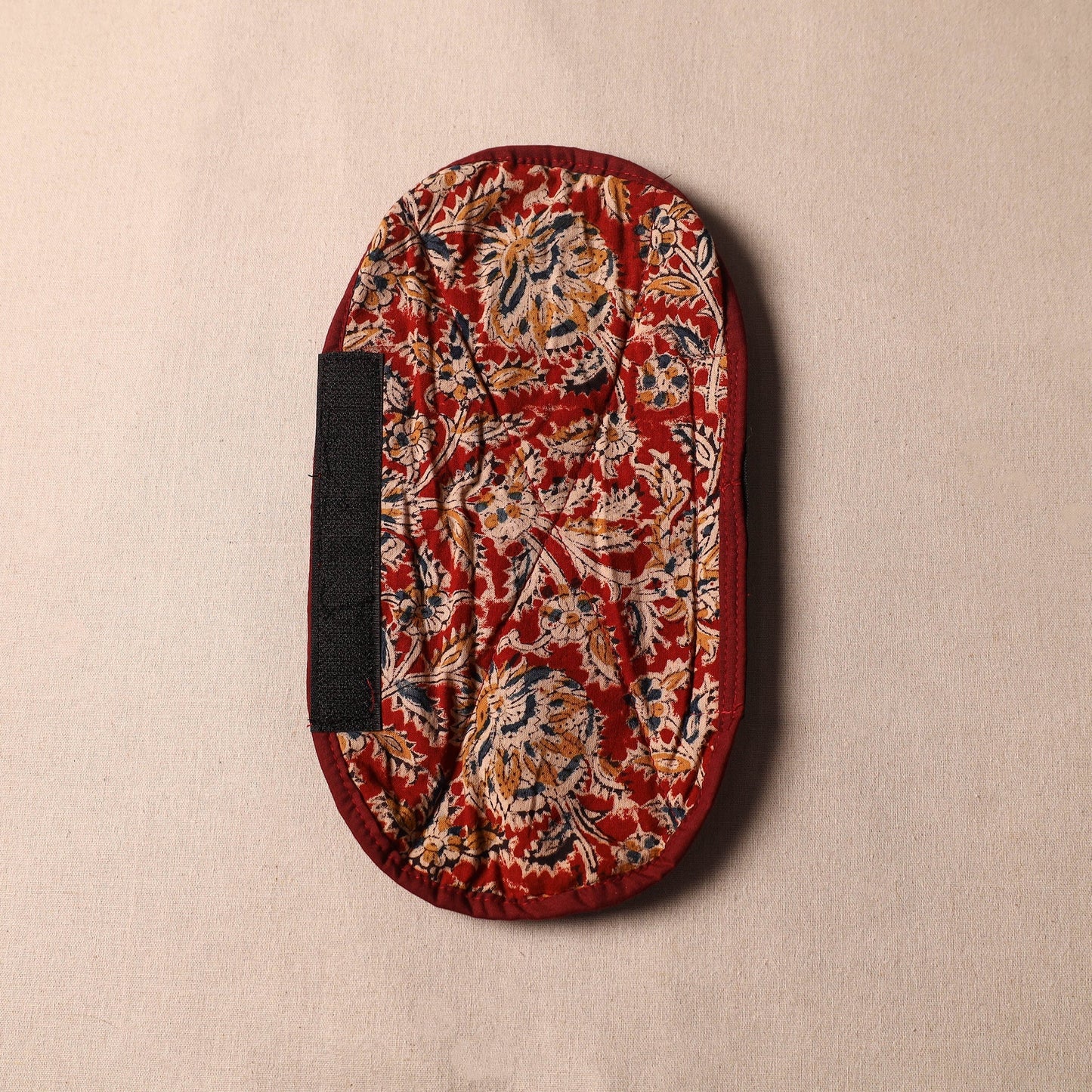 Red Kalamkari Block Printed Fridge Top Cover with Handle Cover