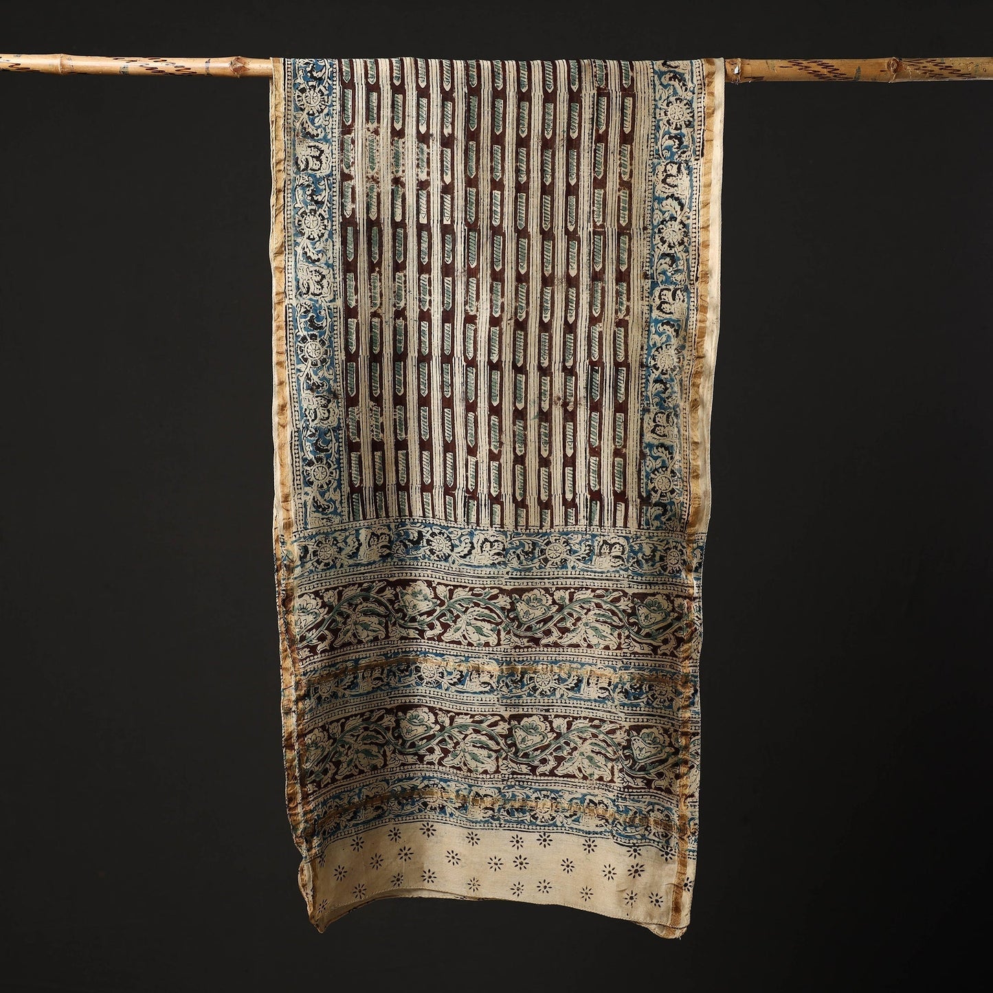 Pedana Block Print Chanderi Silk Kalamkari Stole