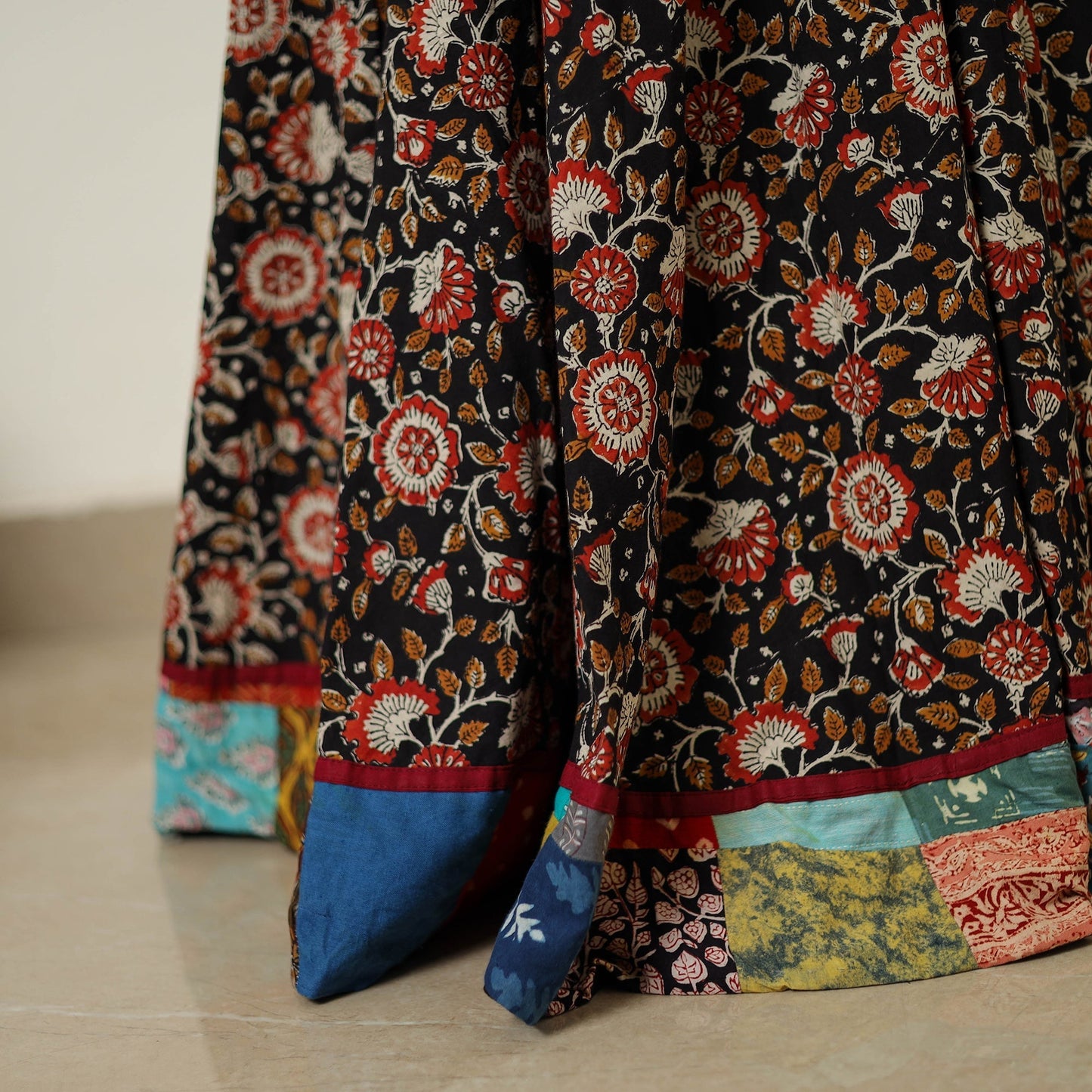 Multicolor - hand printed cotton long bagru skirt 08