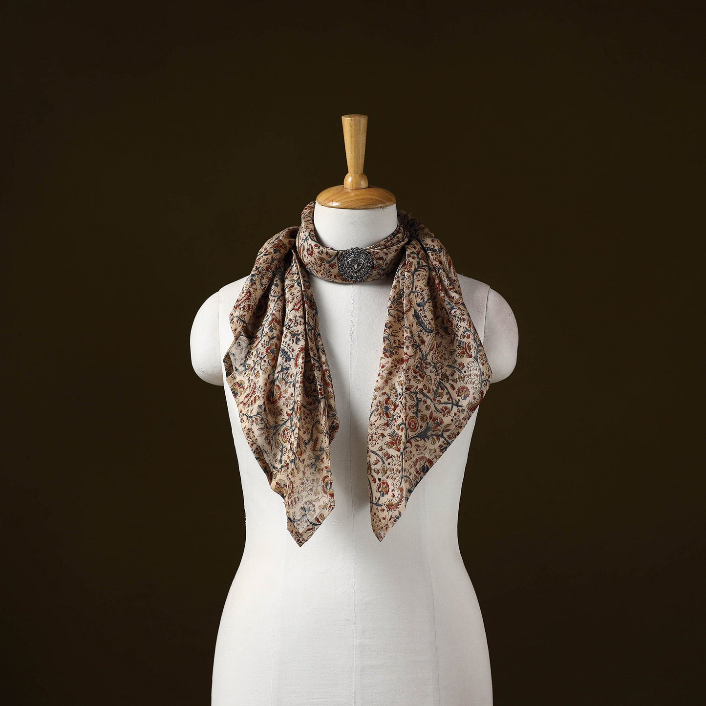 Kalamkari chanderi silk pendant necklace scarf 11