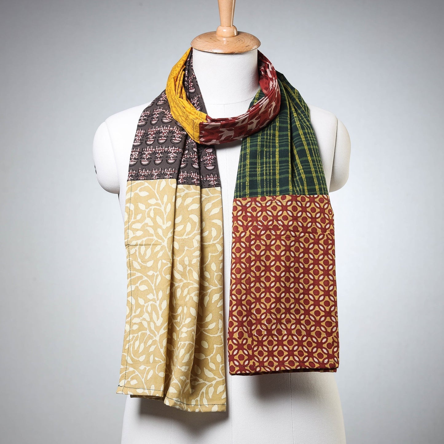 Akola/Pipad Block Printed Patchwork Cotton Stole