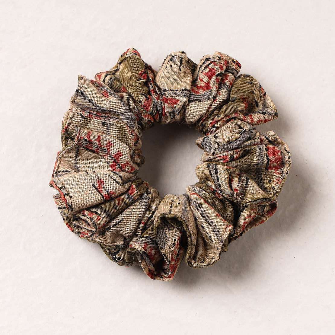 Kalamkari Block Printed Cotton Elastic Rubber Band/Scrunchie