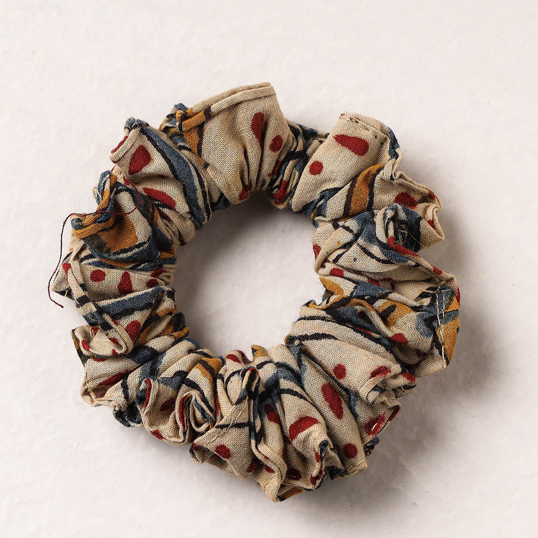 Kalamkari Block Printed Cotton Elastic Rubber Band/Scrunchie
