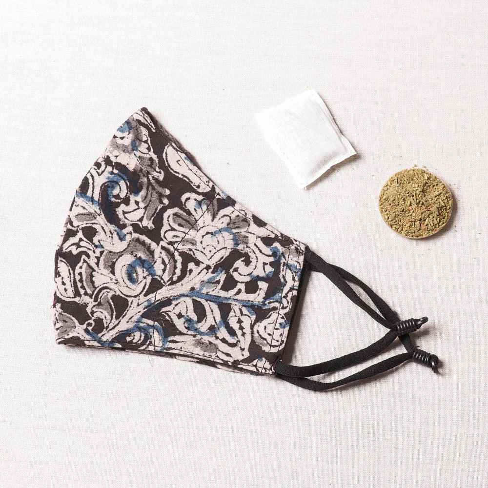 Herb Pocket Sanganeri Block Printed Cotton 3 Layer Snug Fit Face Cover