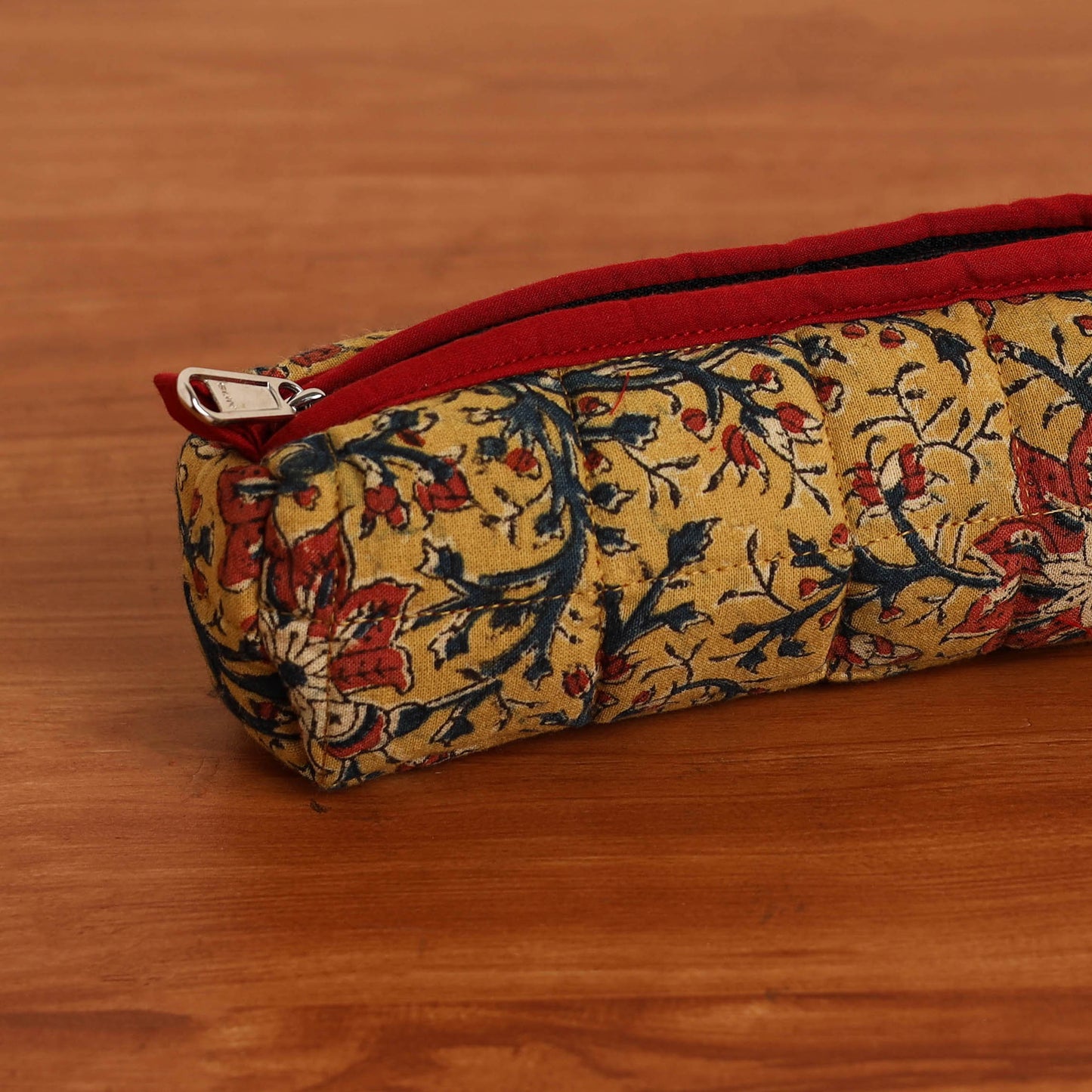 Yellow Handmade Quilted Cotton Pencil Pouch