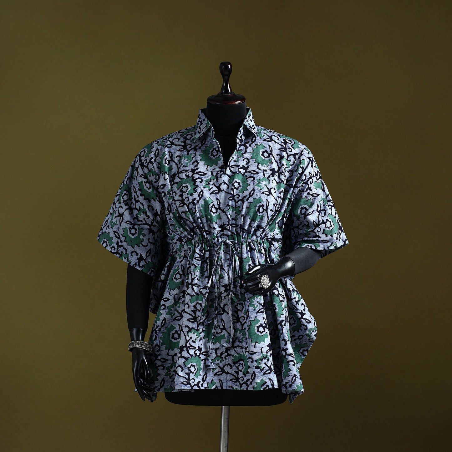Hand batik cotton short kaftan 14 - handcrafted
