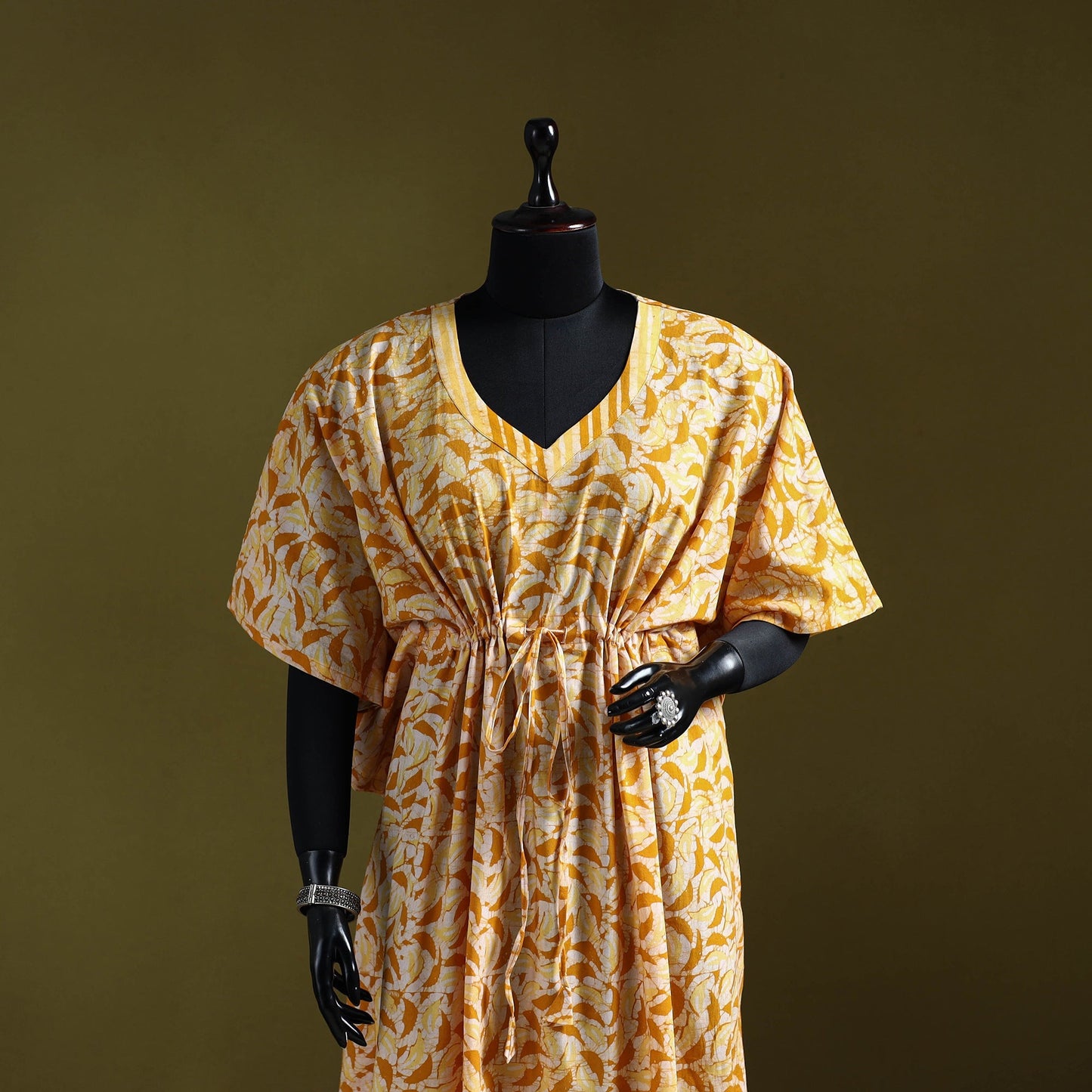 Hand batik cotton long kaftan 08 - handcrafted