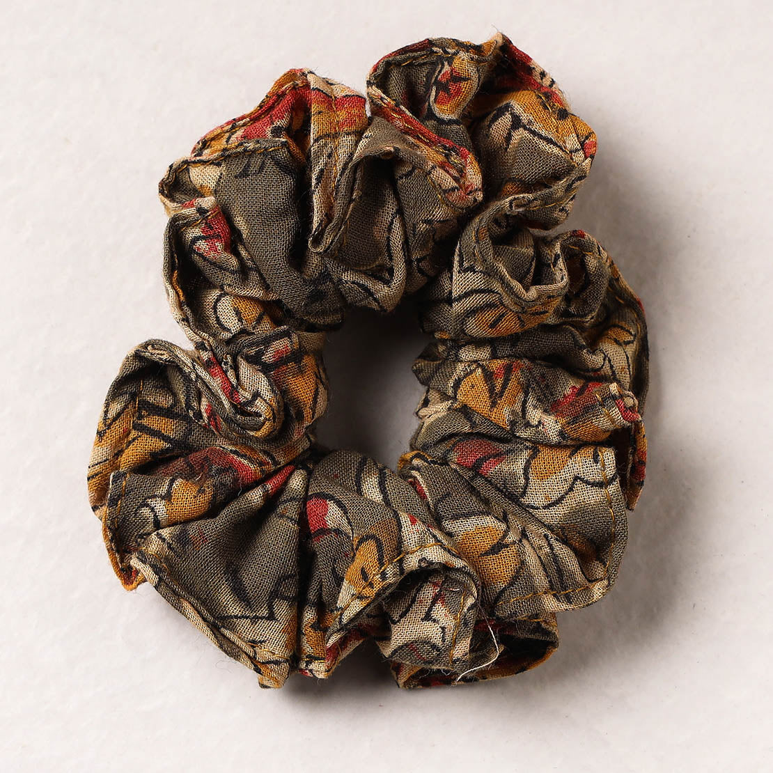 Kalamkari Block Printed Cotton Elastic Rubber Band/Scrunchie