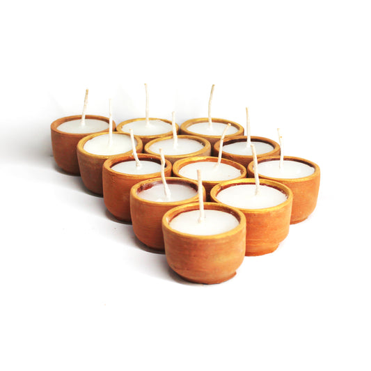 Handcrafted Terracotta "CUP" Candles Set of 12