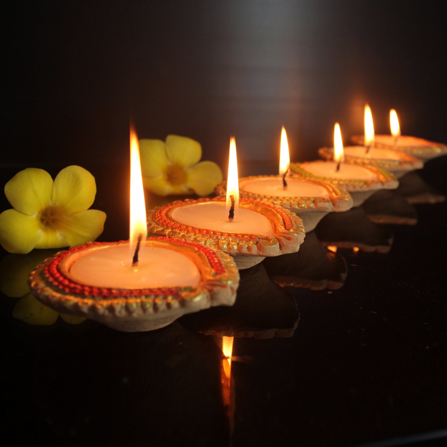 Handmade Motiff Diya Design 2 Wax Filled Candles set of 12