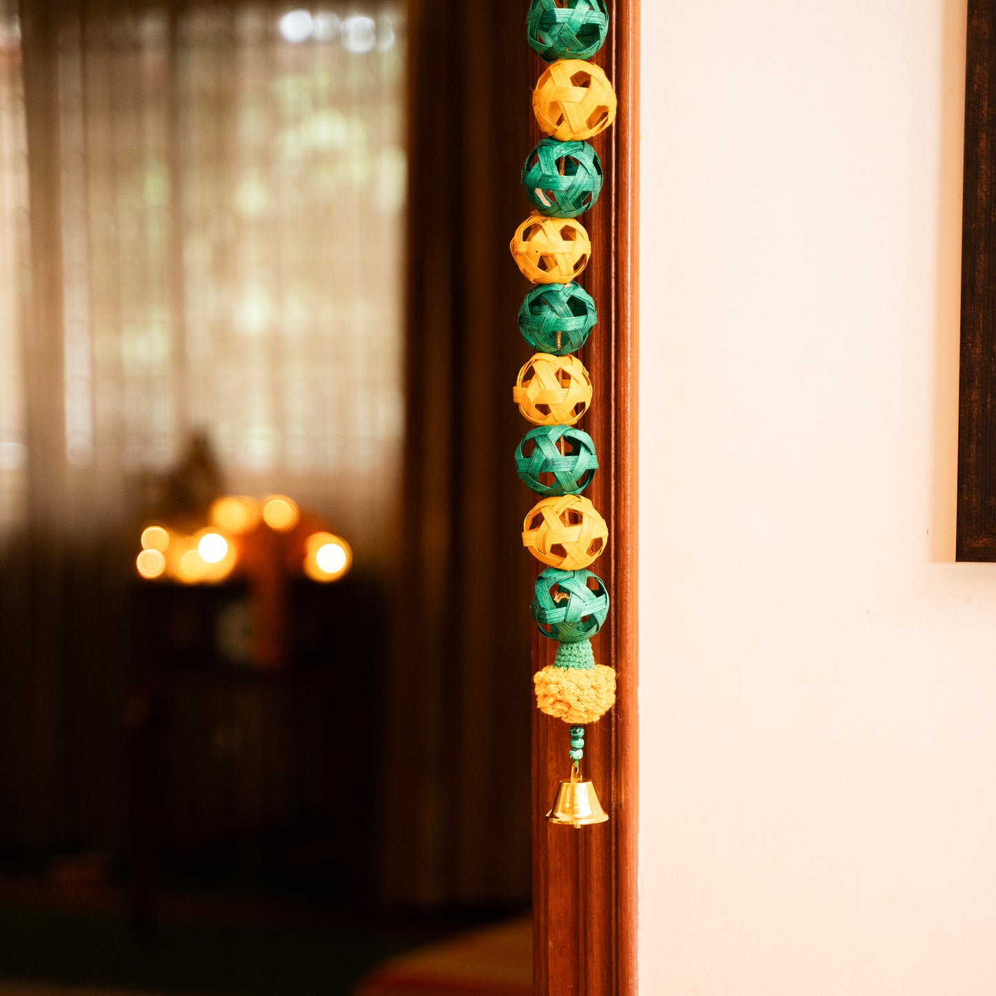 Handcrafted bagh bamboo door hanging for decor (set of 2)