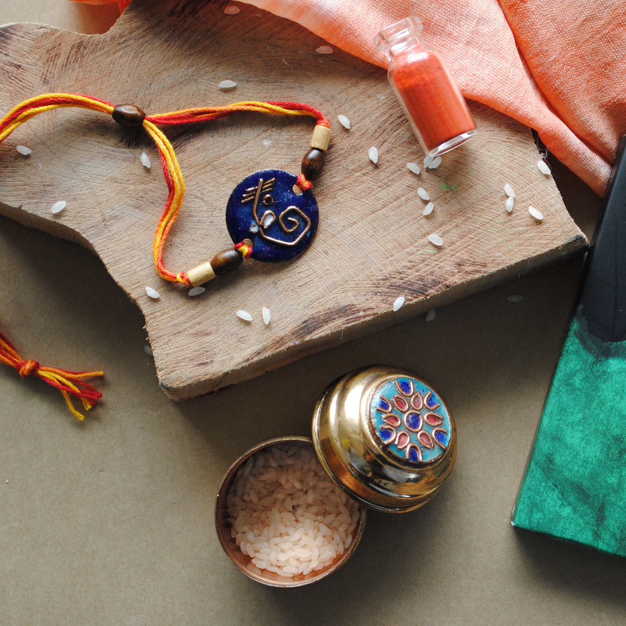 Morpankh - Copper Enamel Rakhi by Ekibeki 24