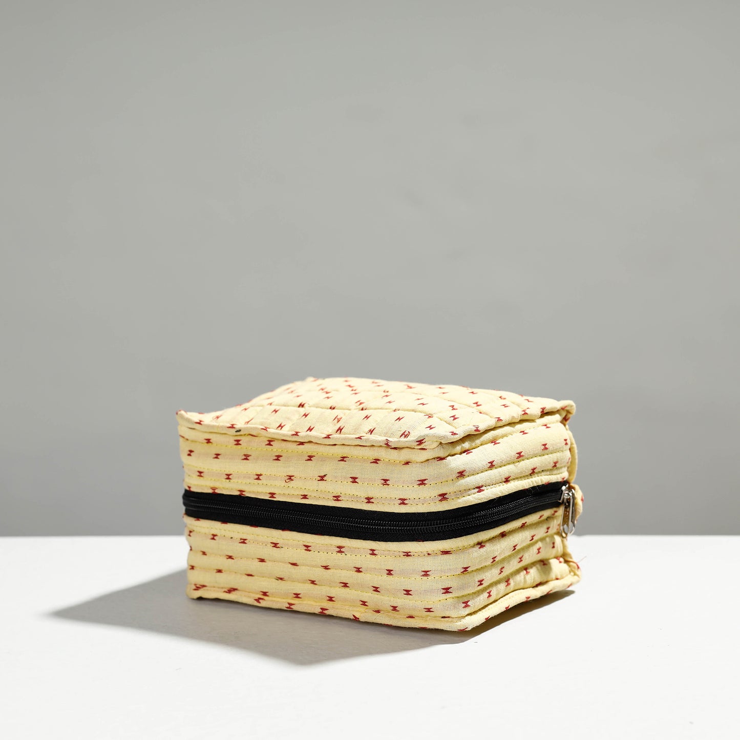 Yellow Jacquard Cotton Fabric 4 Pockets Jewelry Bag