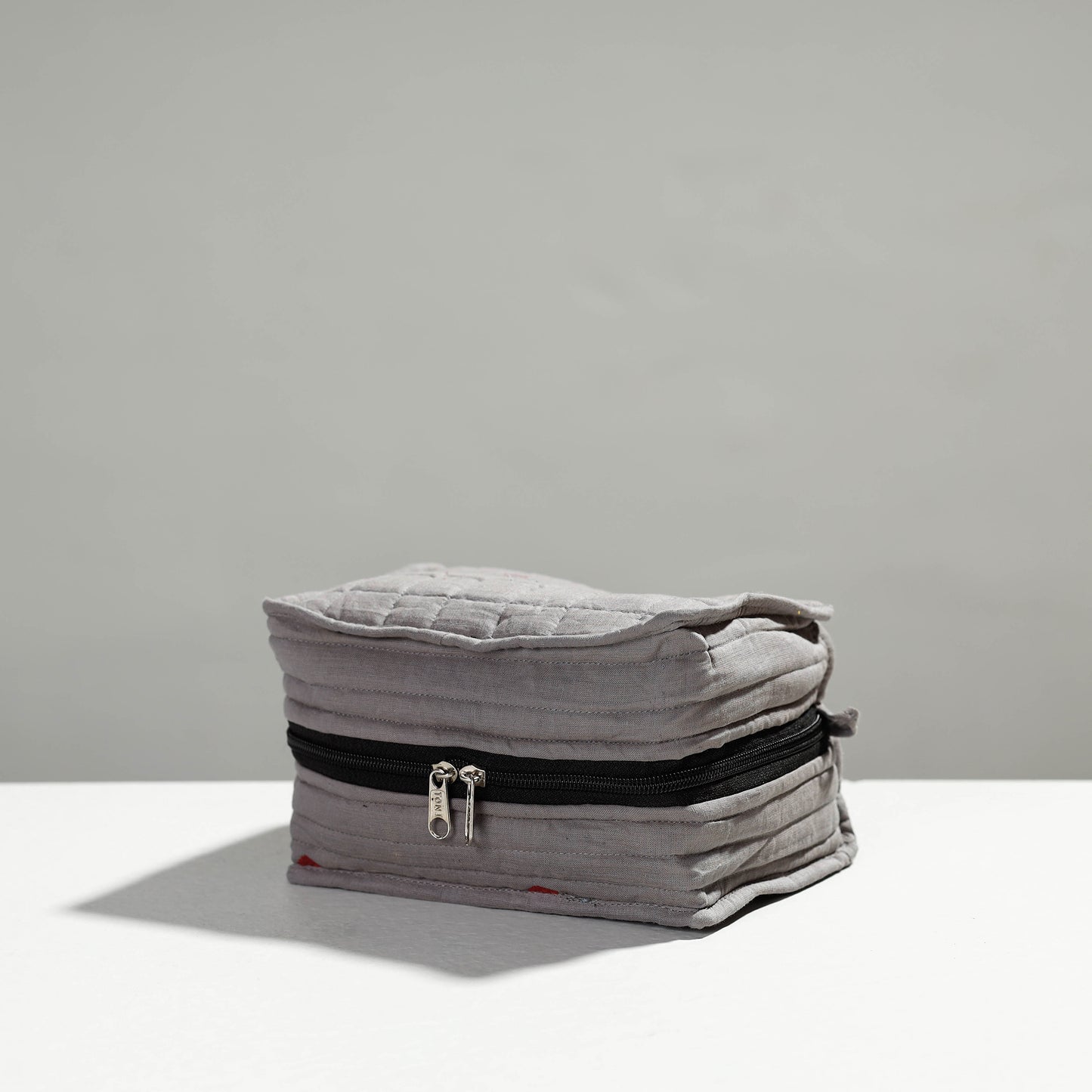 Grey Jacquard Cotton Fabric 4 Pockets Jewelry Bag