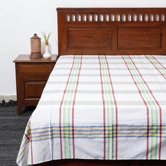 White - Pure Handloom Cotton Single Bed Cover (90 x 60 in)