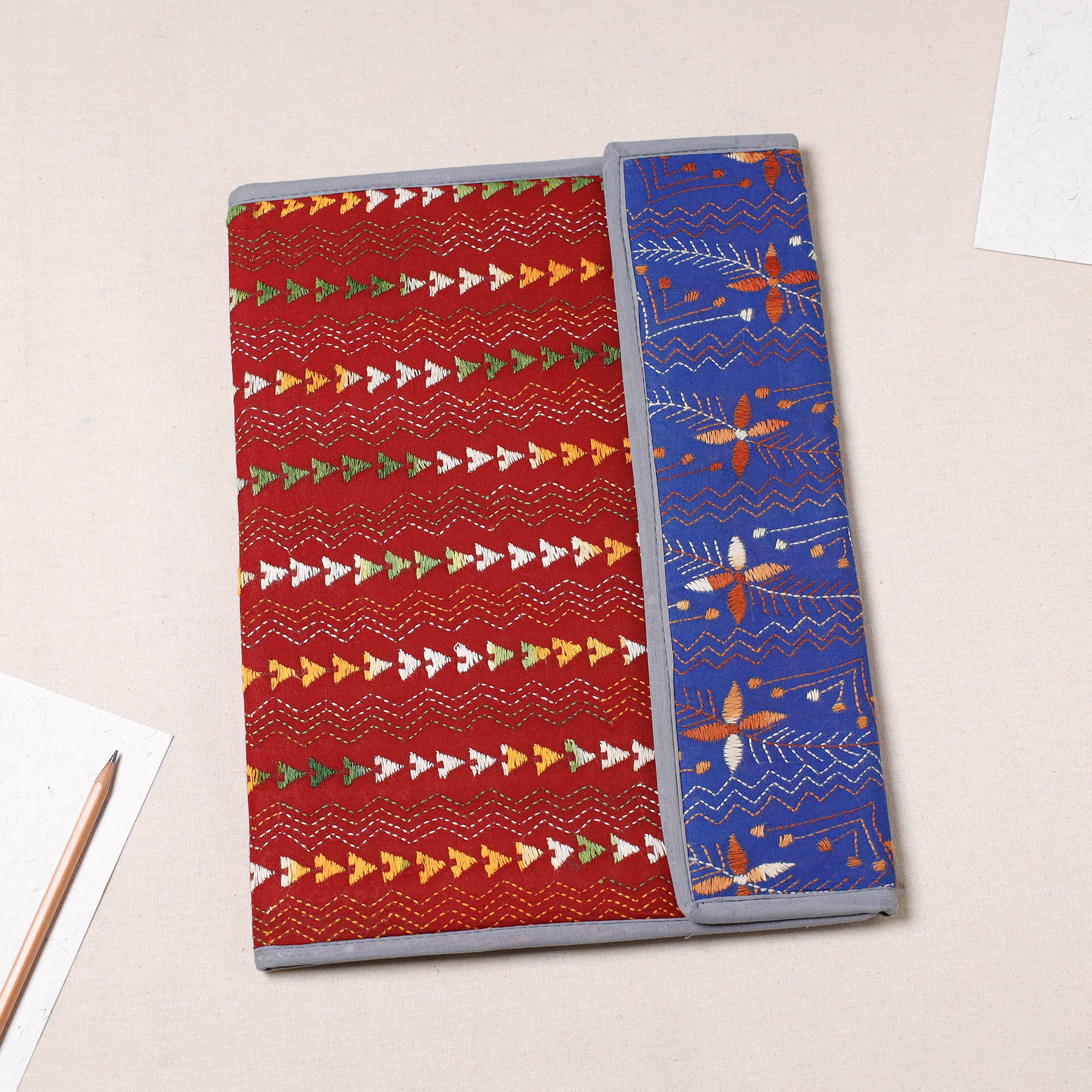 Multicolor - Handcrafted Bengal Kantha Work File Folder 42