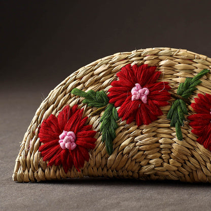 Handcrafted Natural Water Reed Embroidered Clutch