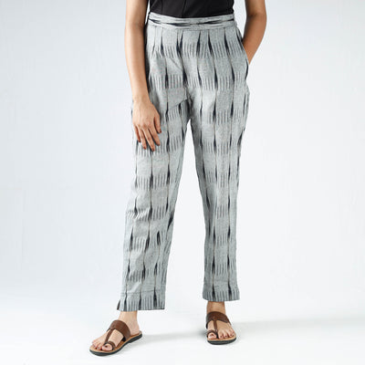 Grey - Pochampally Ikat Cotton Tapered Pant for Women