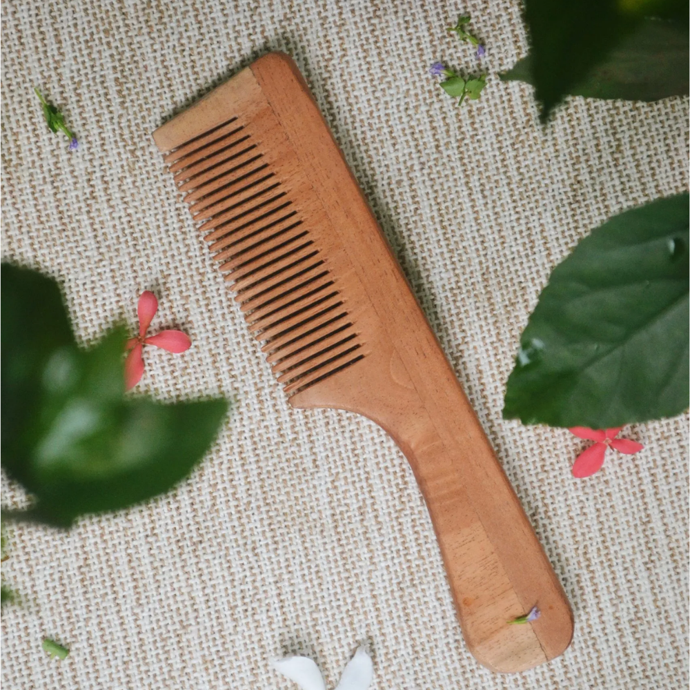 Handmade Neem Wood Hair Comb – Handle