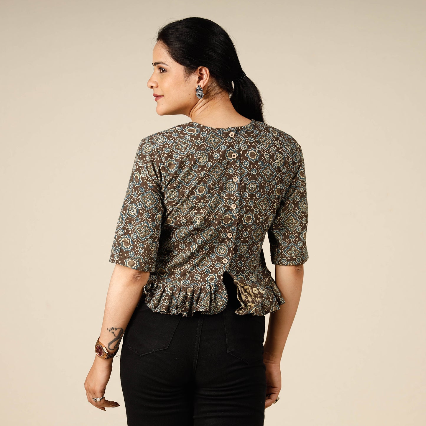ajrakh crop top