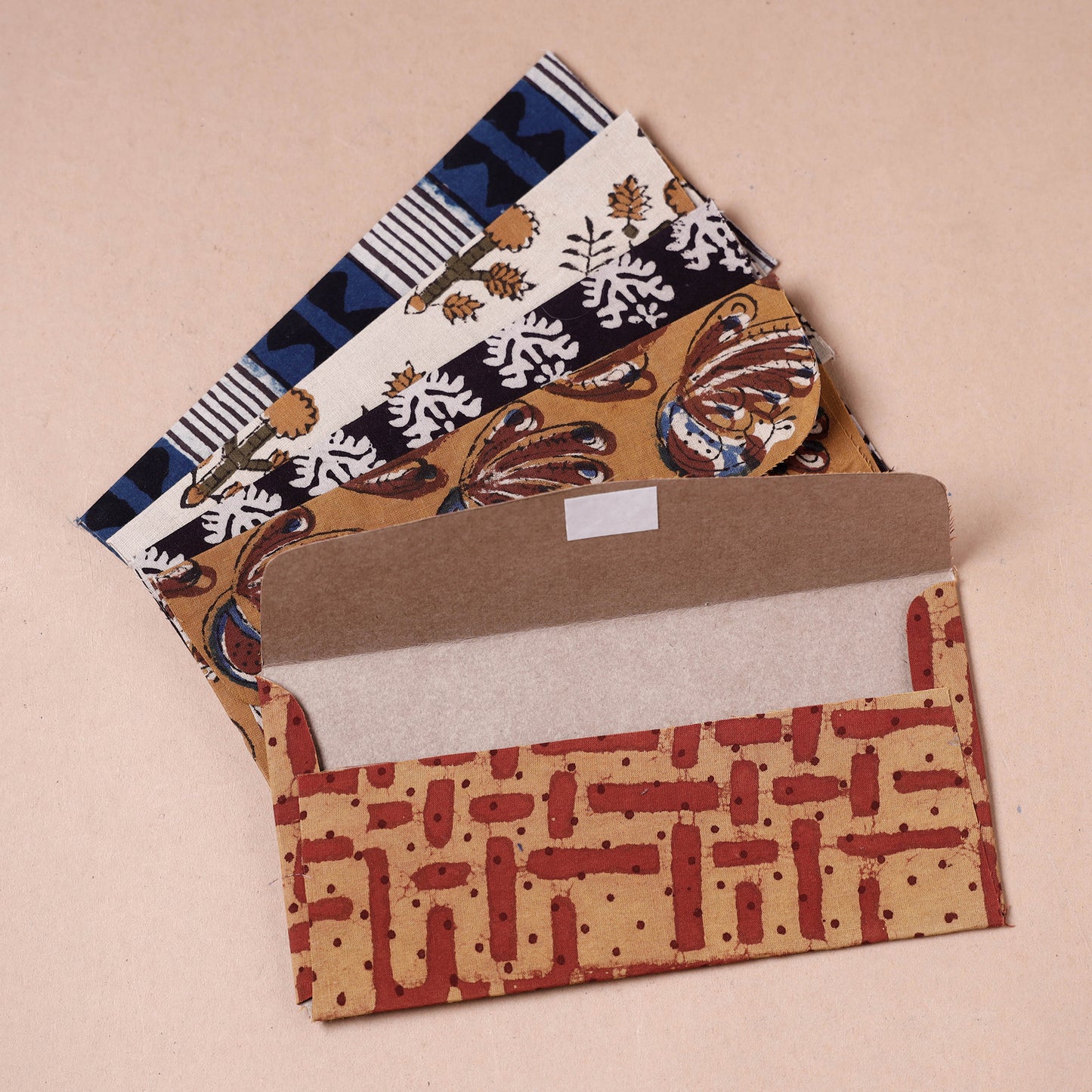 Handmade Bagru Block Printed Fabric Envelope (Assorted - Set of 5)