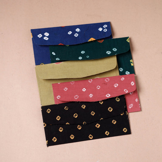 Handmade Bandhani Tie - Dye Fabric Envelope (Assorted - Set of 5)