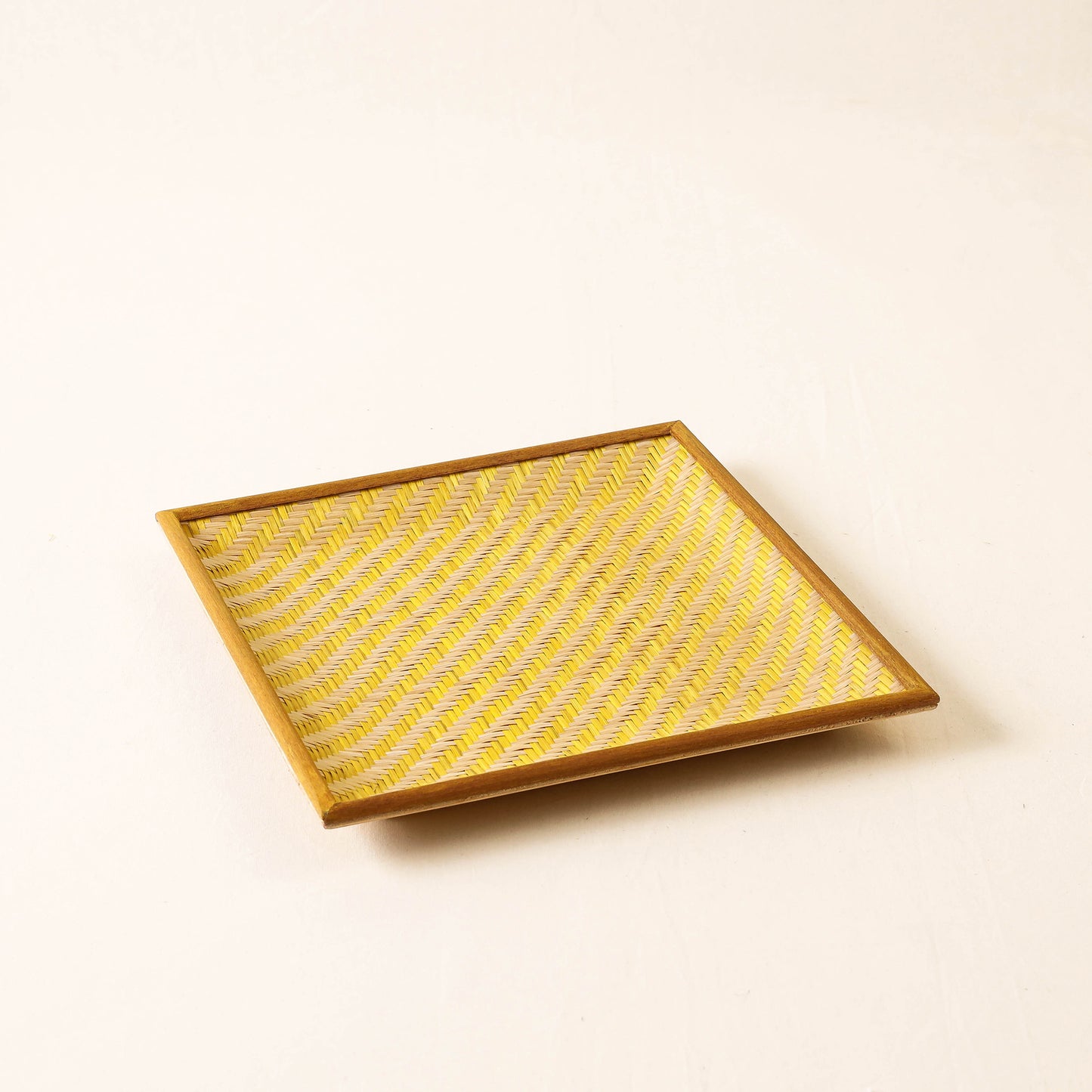 Kadam Haat Handmade Bamboo Cereal Yellow Tray (Set of 3)