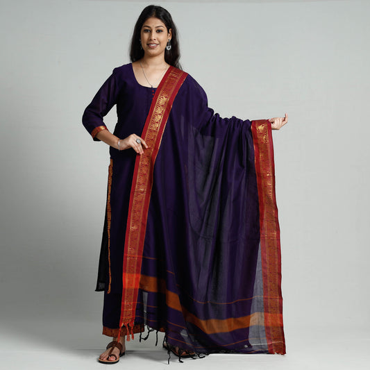 Purple - Voilet Dharwad Cotton Kurta with Palazzo & Dupatta Set