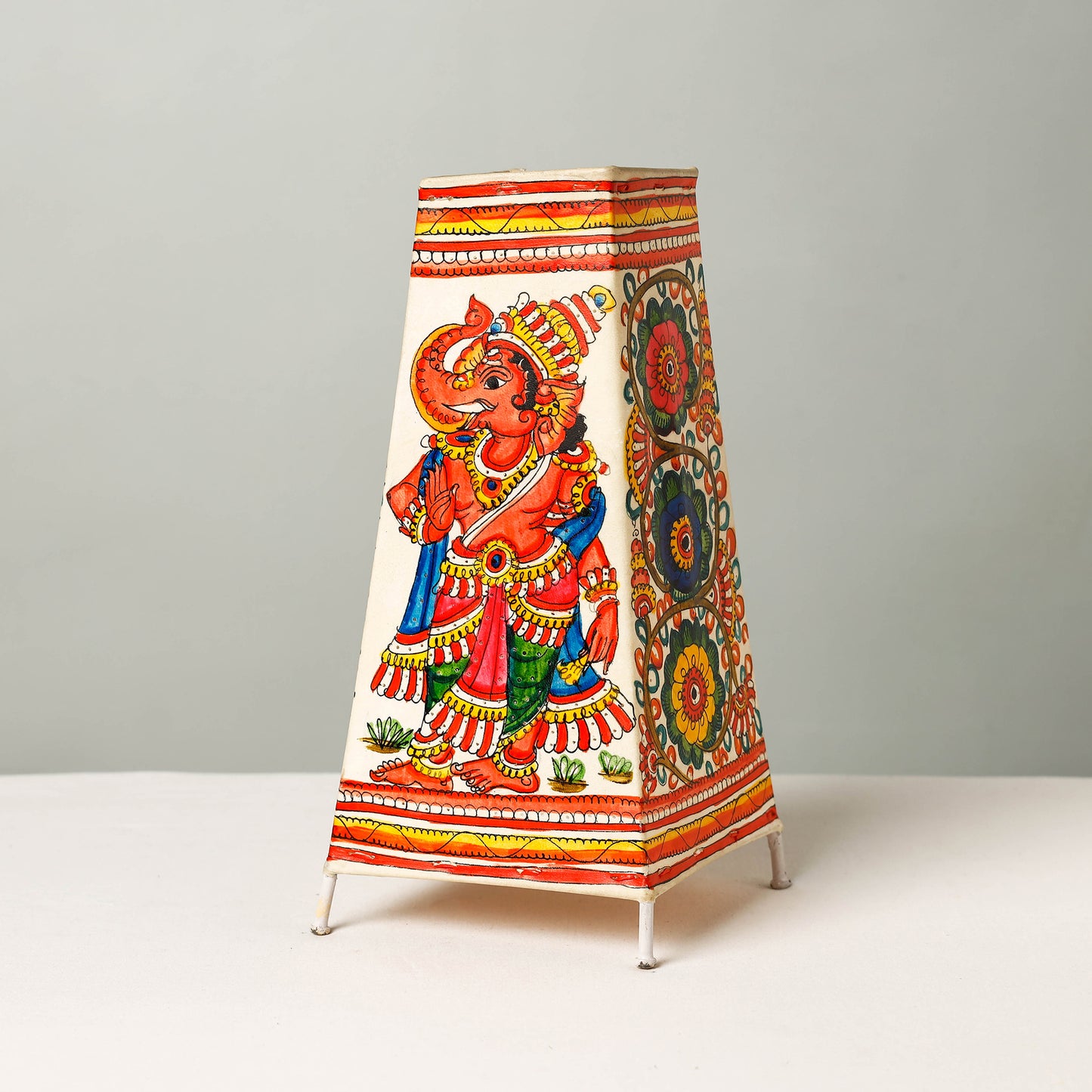 Handpainted Tholu Bommalata Leather Table Lamp (Big)