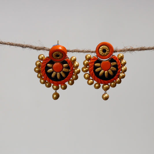 Bishnupur Handpainted Square Shape Terracotta Earrings