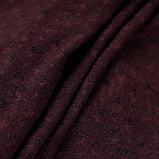 Maroon - Chocolaty Bootis Pure Wool Handloom Ajrakh Hand Block Printed Fabric