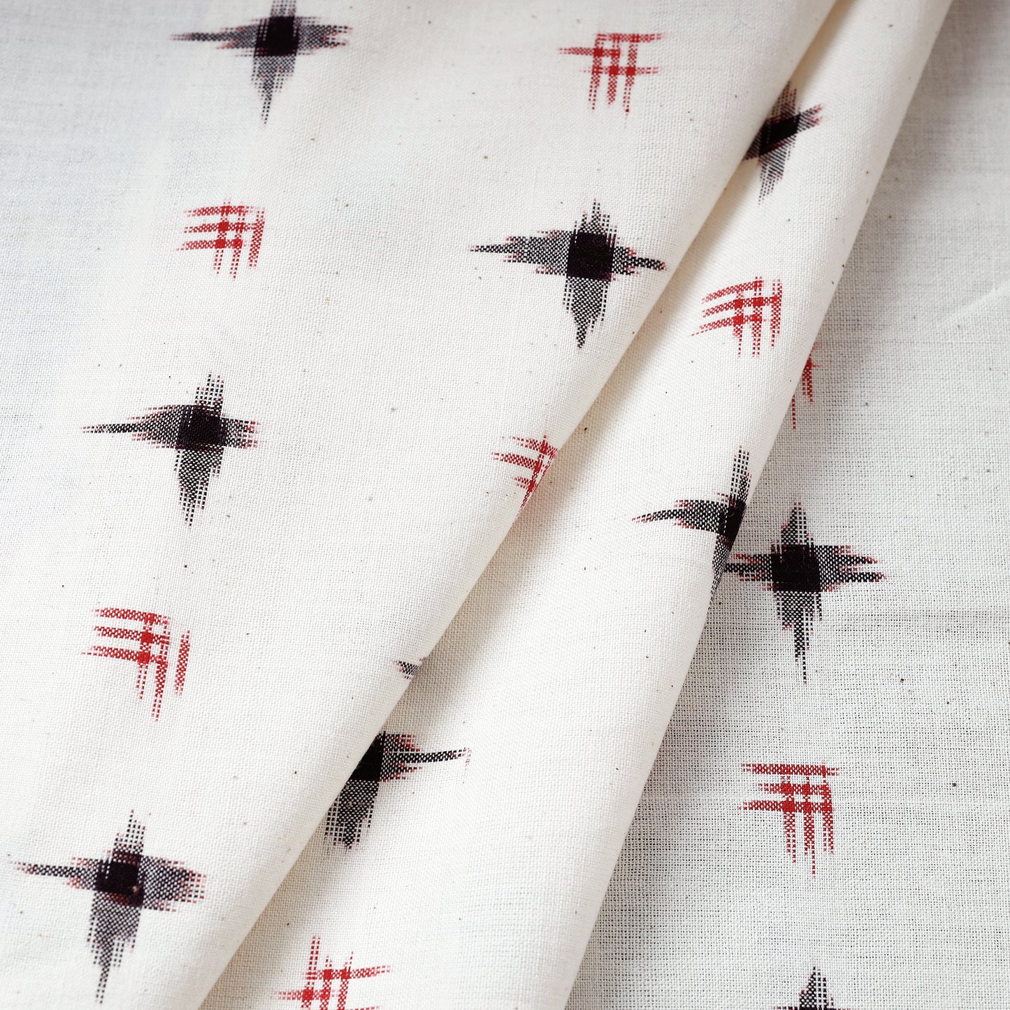 Buy White Pochampally Double Ikat Fabric Online in India