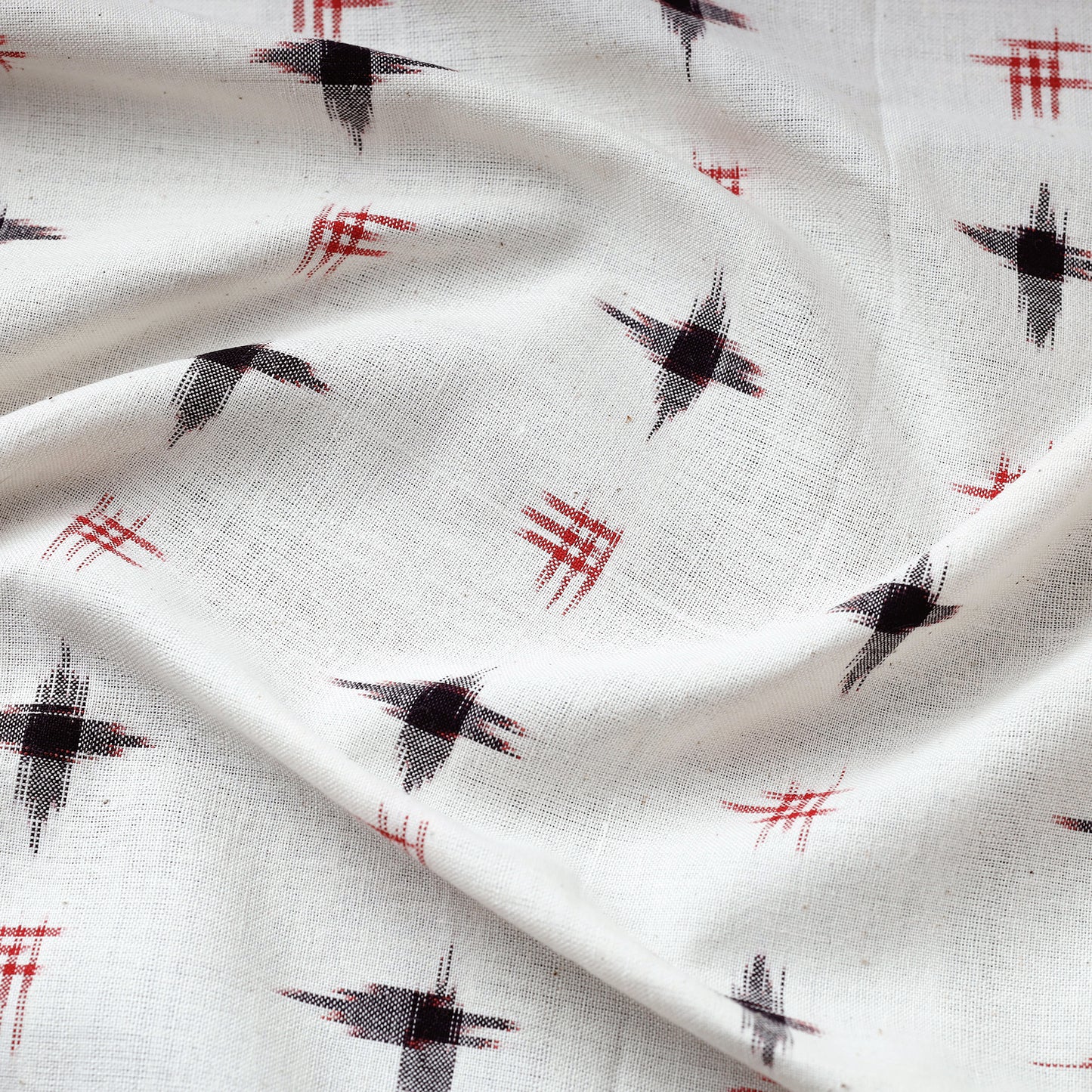Buy White Pochampally Double Ikat Fabric Online in India