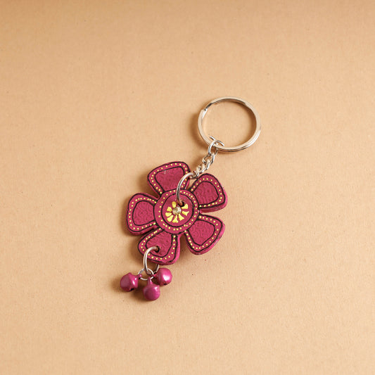 Flower - Abstract Pastel Handpainted Wooden Key Chain