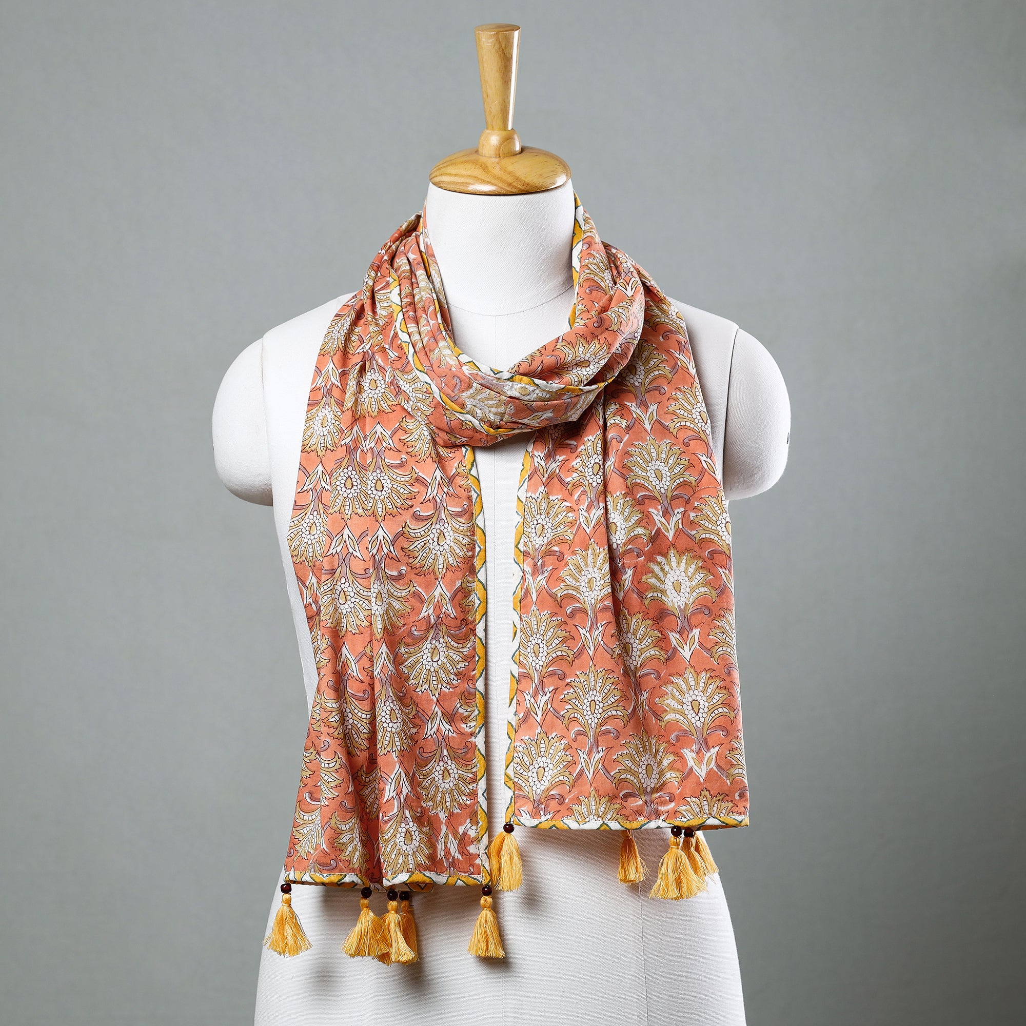 Green - Sanganeri Block Printed Cotton Stole