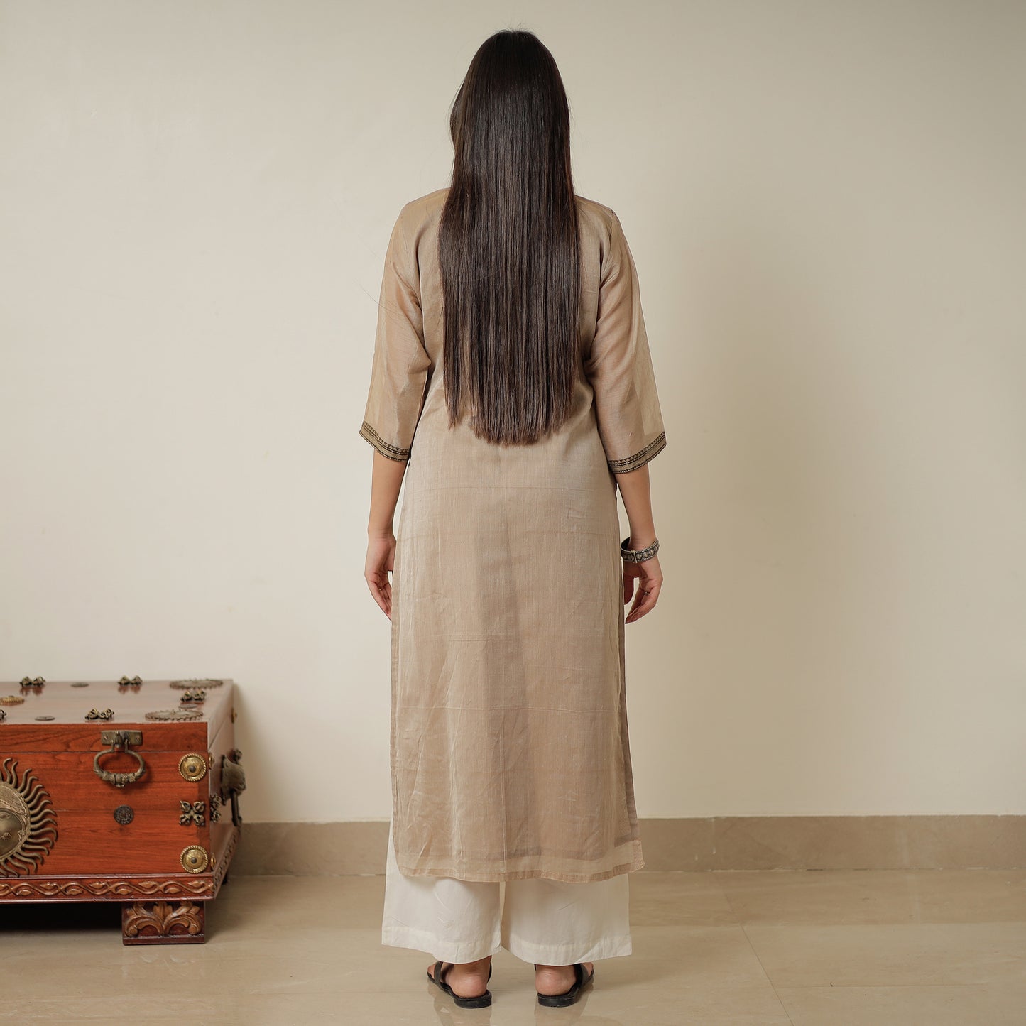 Brown - Dharwad Mercerised Cotton Straight Kurta 03