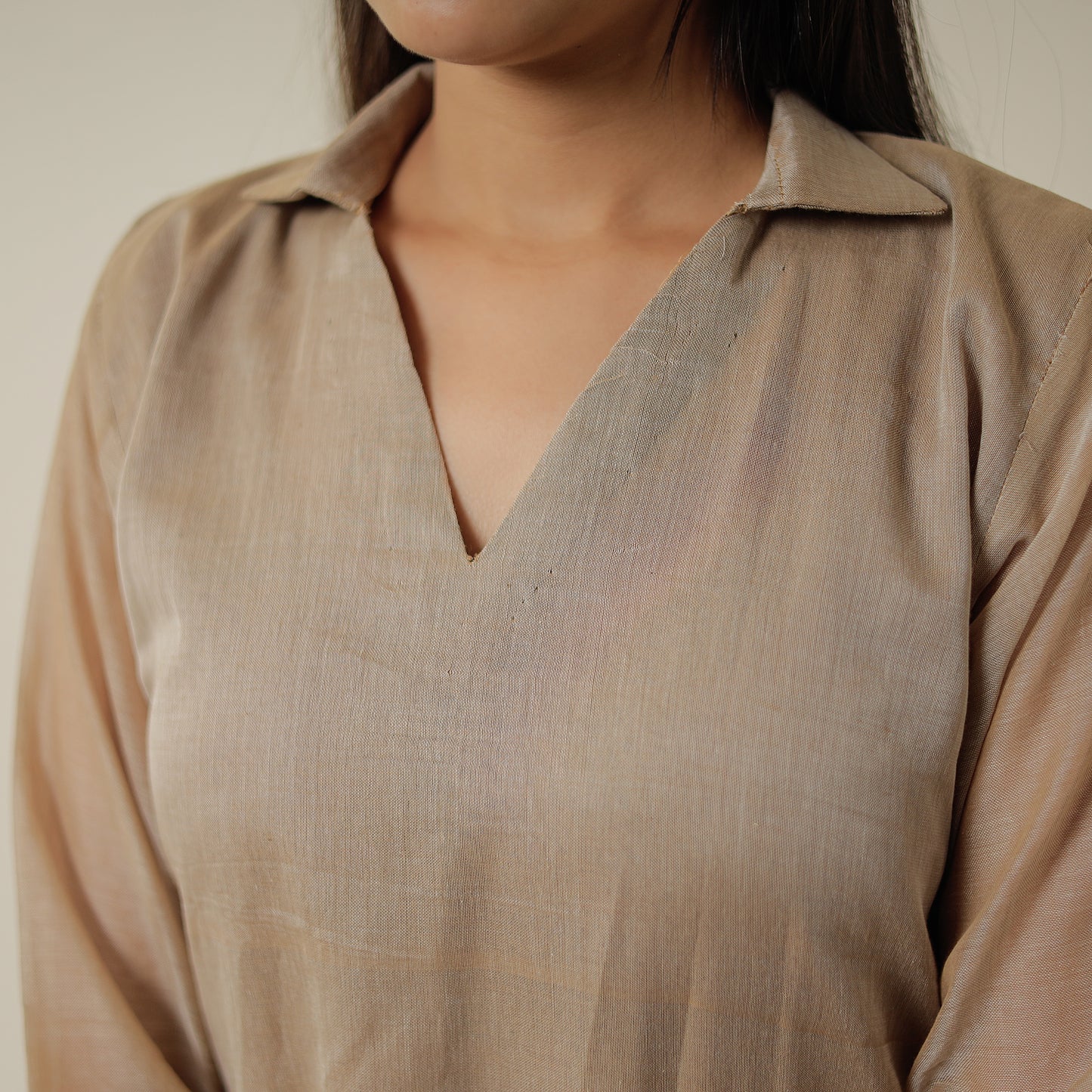 Brown - Dharwad Mercerised Cotton Straight Kurta 03
