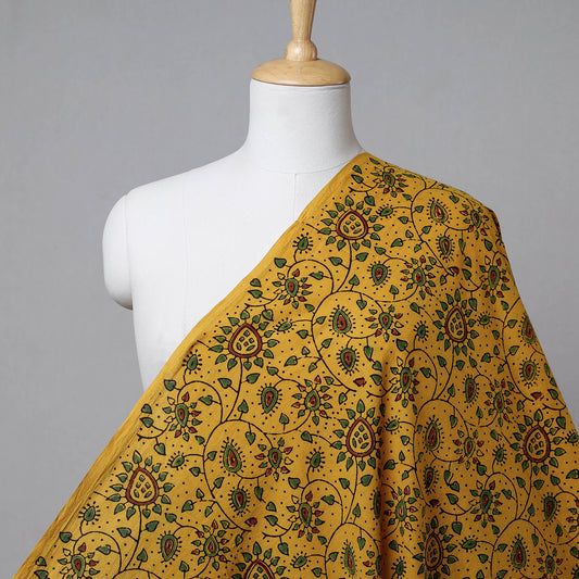 Yellow - Dandelion Phool Jaal Ajrakh Hand Block printed Cotton Fabric