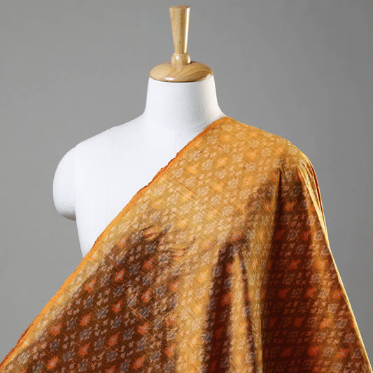 Brown - Pochampally Ikat Raw Silk Pure Handloom Fabric