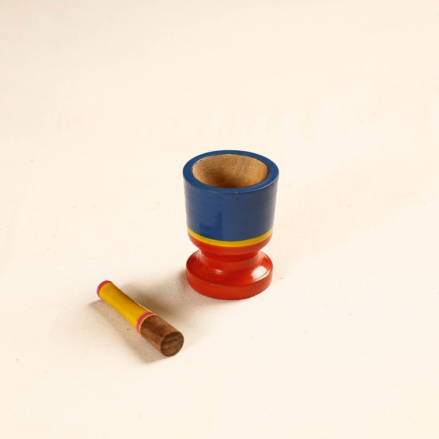 Handmade Lacquered Wooden Mortar & Pestle Set - Small