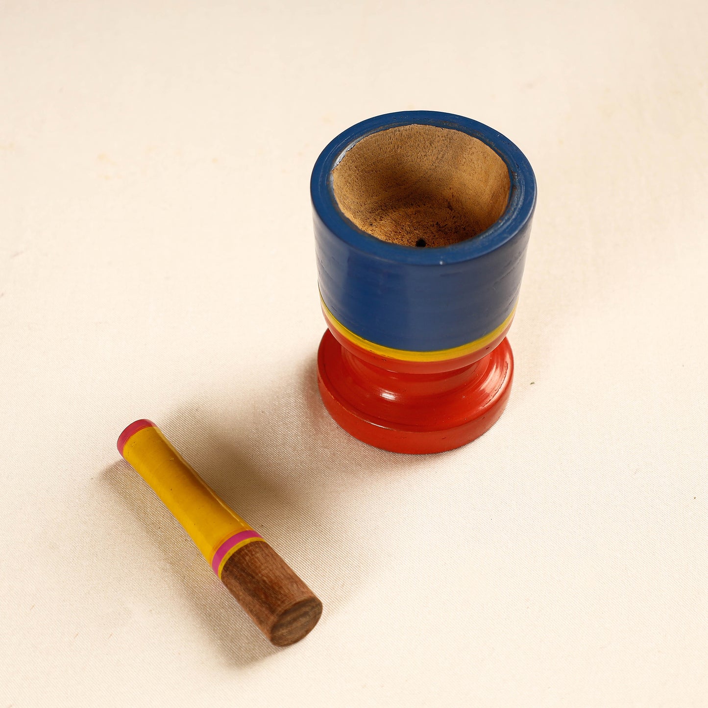 Handmade Lacquered Wooden Mortar & Pestle Set - Small