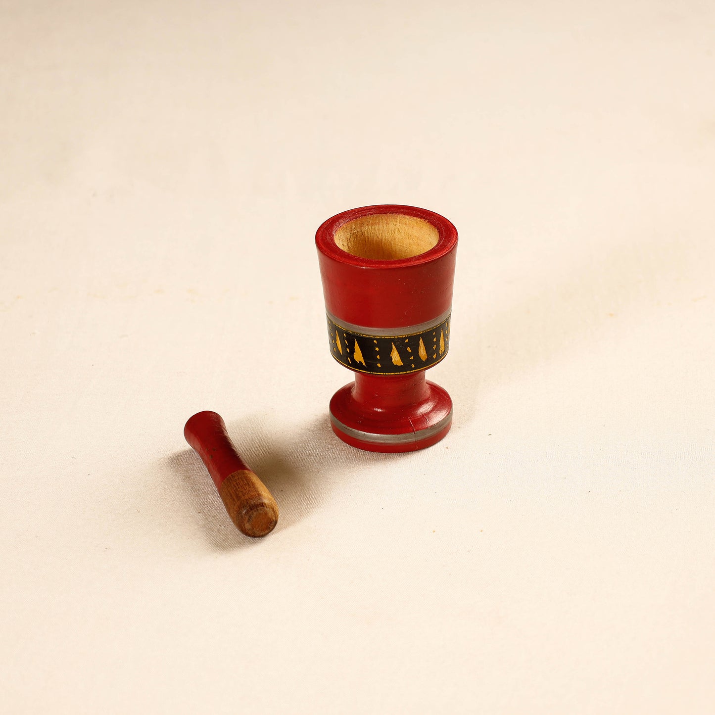 Handmade Lacquered Wooden Mortar & Pestle Set - Small