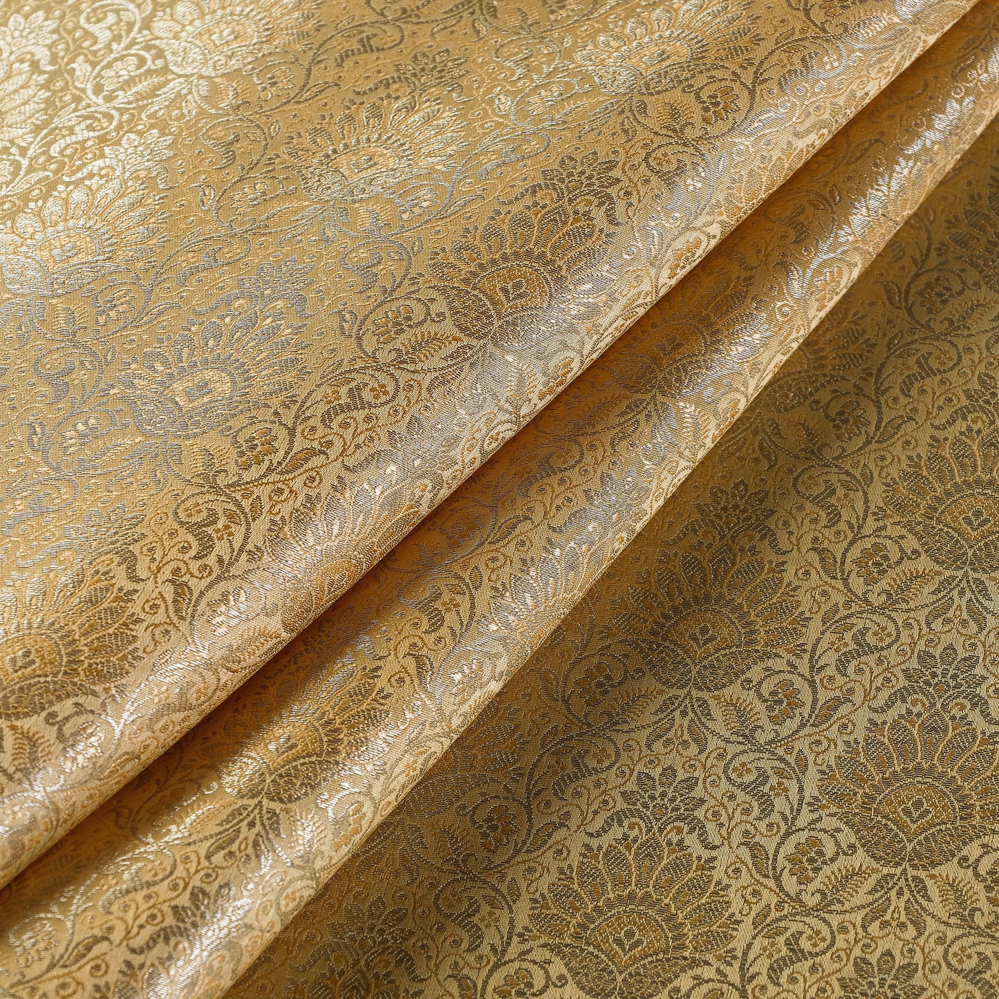 Yellow - Banarasi Jacquard Brocade Viscose Silk Fabric