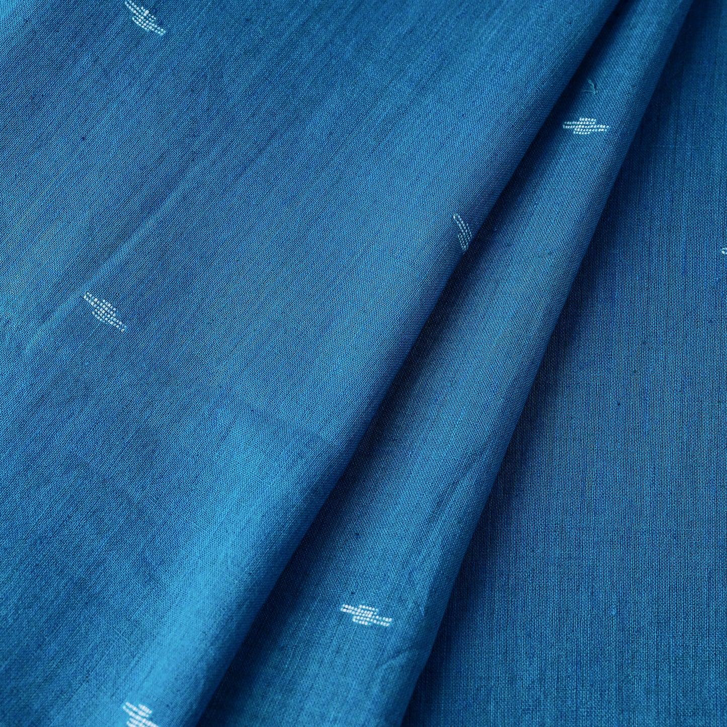 Blue - Bengal Jamdani Buti Handloom Cotton Fabric