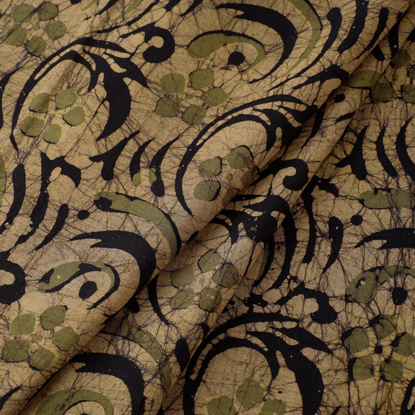 Yellow Hand Printed Cotton Batik Fabric
