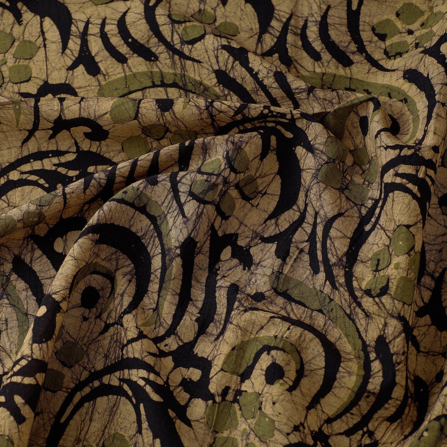 Yellow Hand Printed Cotton Batik Fabric
