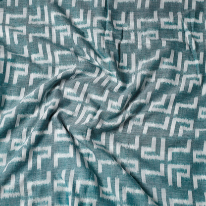 Green - Maniabandha Ikat Weave Handloom Cotton Fabric