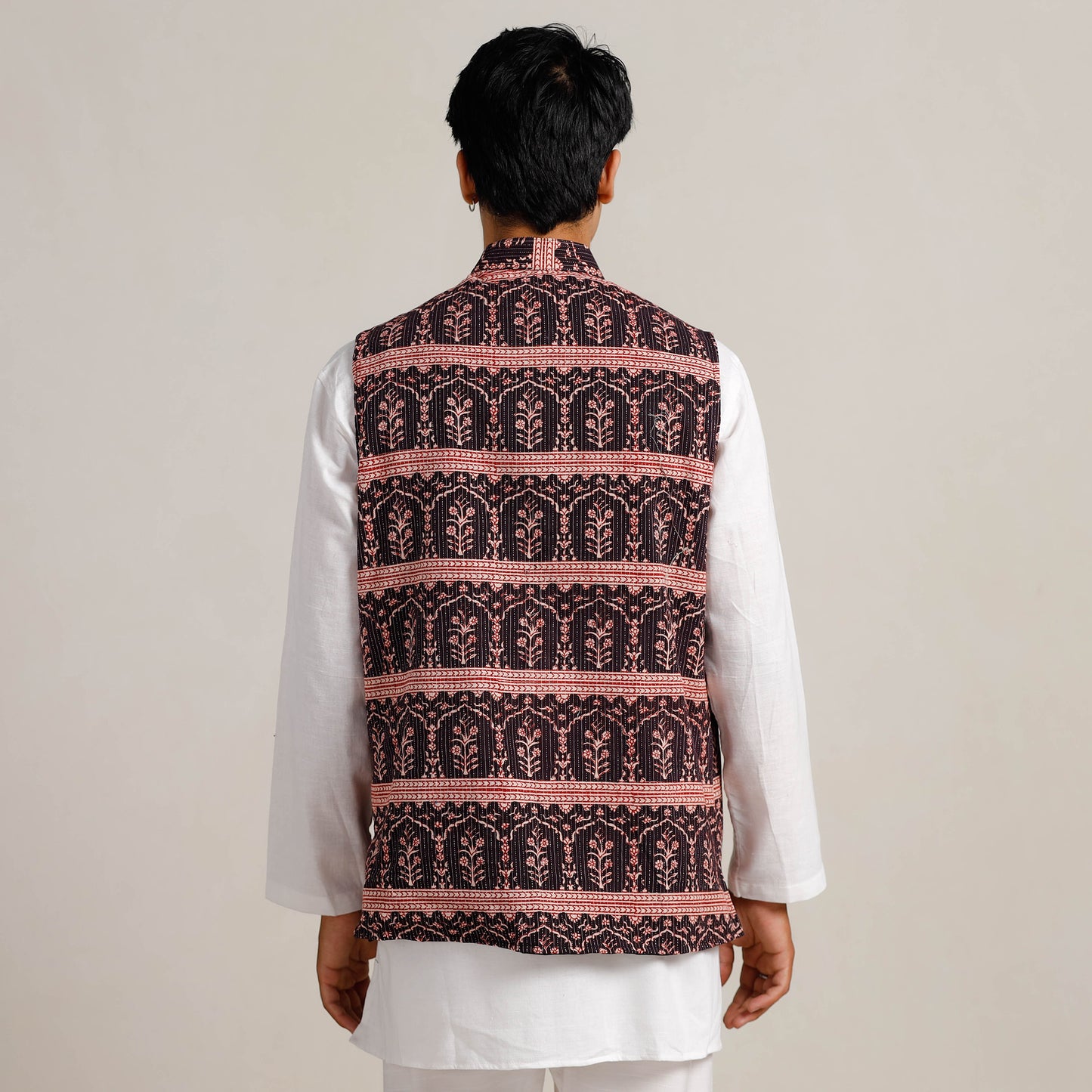 Buy Black Bagh Print Nehru Jacket for Men