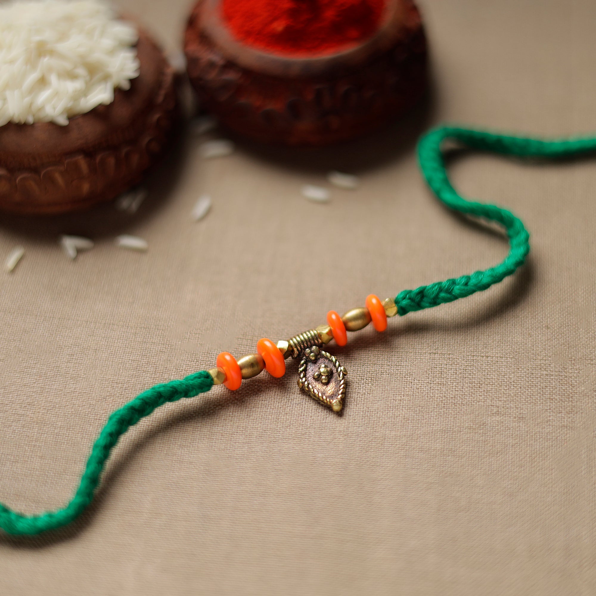 Tribal Dokra Craft Brass & Threadwork Rakhi 36