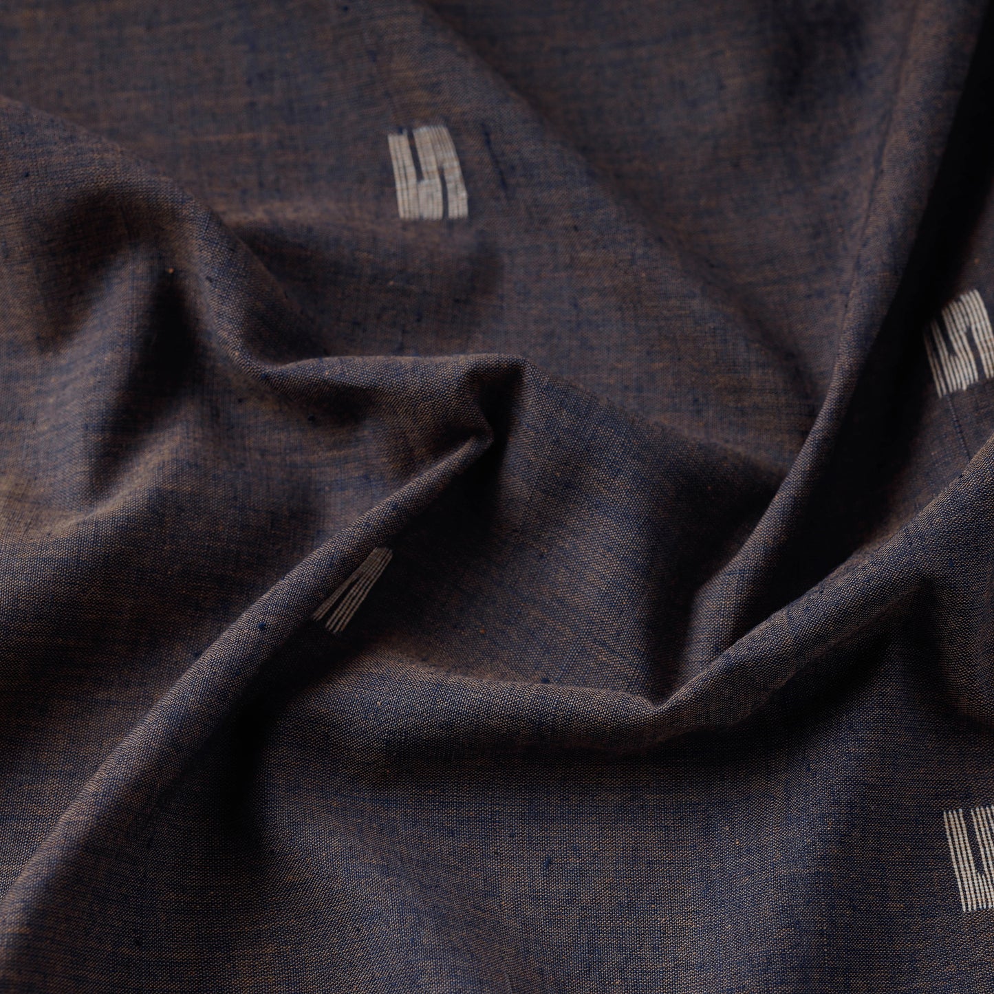 Brown - Bengal Jamdani Buti Pure Handloom Cotton Fabric